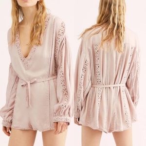 Free People Romper Playsuit Crochet Pink